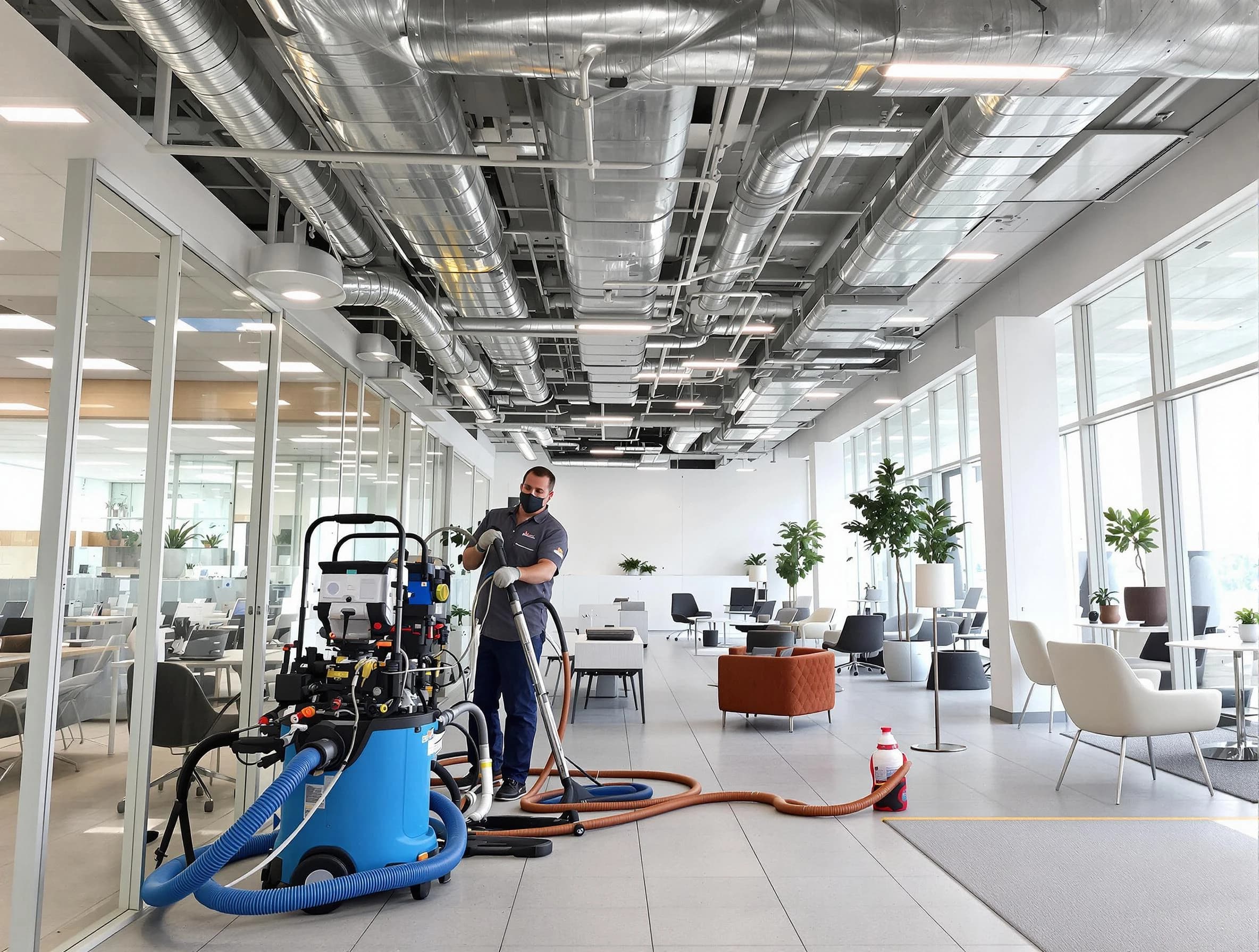 Rio Communities Air Duct Cleaning team conducting comprehensive commercial duct cleaning at a business location in Rio Communities
